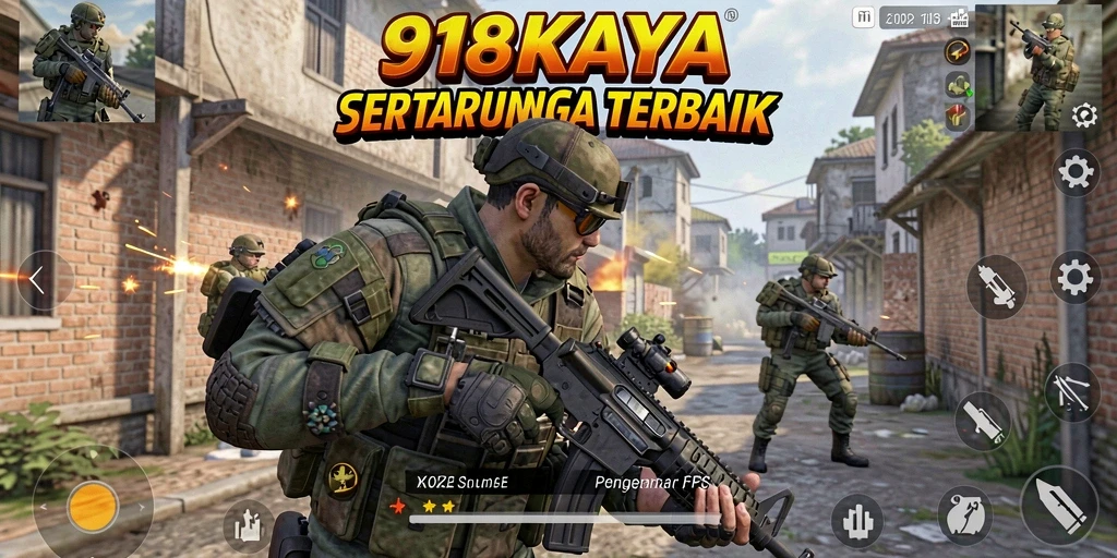 Screenshot aksi menegangkan pemain dalam 918KAYA saat bertempur di medan perang.