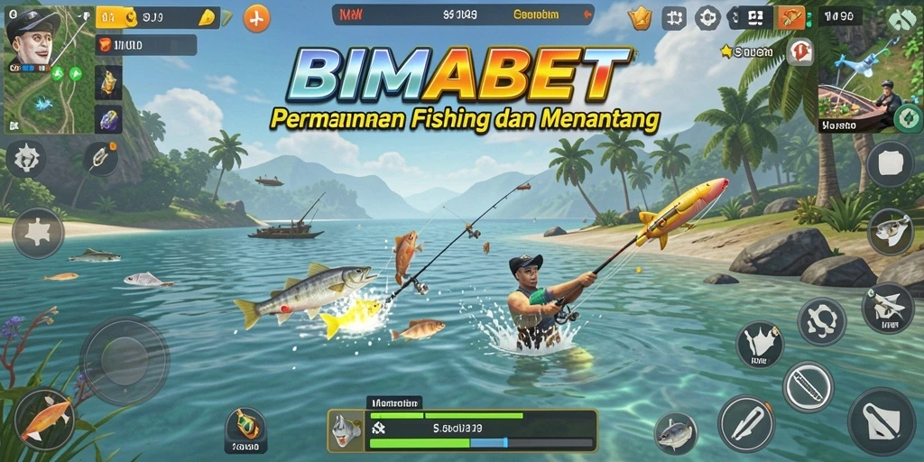 Screenshot gameplay BIMABET menampilkan aksi memancing yang mendebarkan.