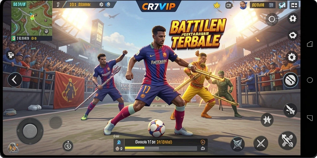 Gameplay mendebarkan dalam CR7VIP dengan aksi Battle Royale.