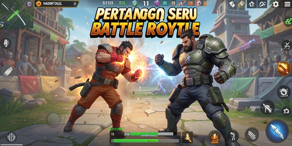 Tampilan gameplay menegangkan dari NADIMTOGEL di arena Battle Royale.