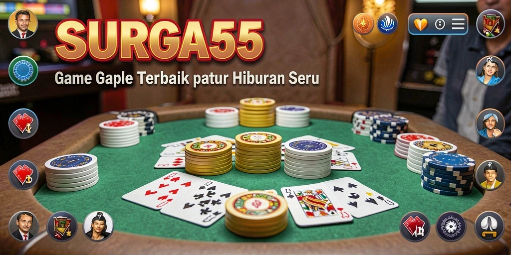 Screenshot gameplay <strong>SURGA55</strong> menunjukkan serunya bermain Gaple dengan teman.