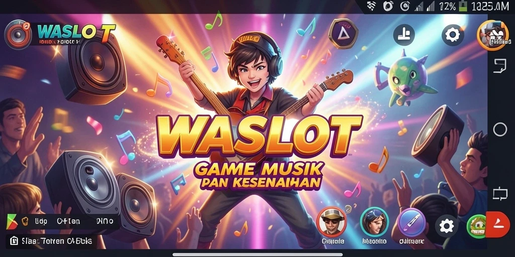 Tampilan gameplay WASLOT dengan aksen musik yang menarik dan interaktif.